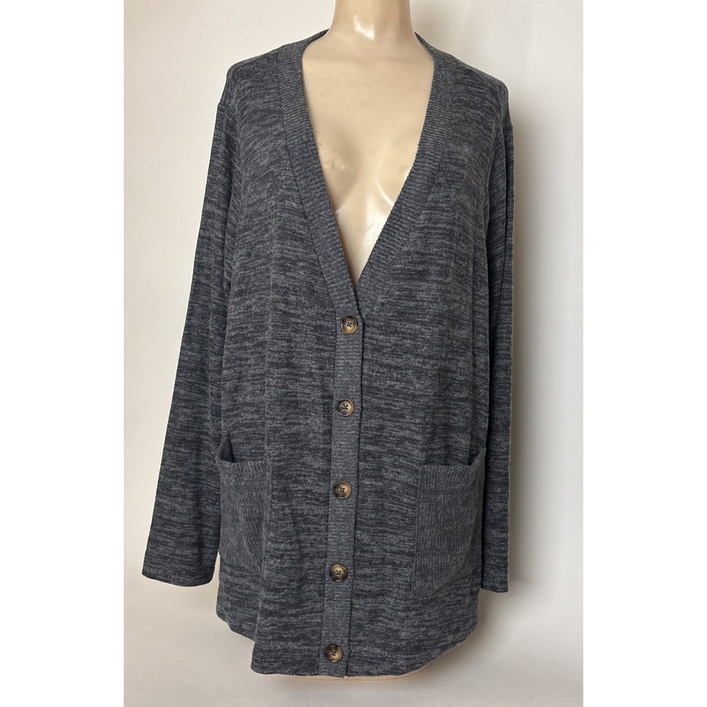 Torrid sleep soft Cardigan 2X Gray Button Up V-Neck Long Sleeve Pockets Casual